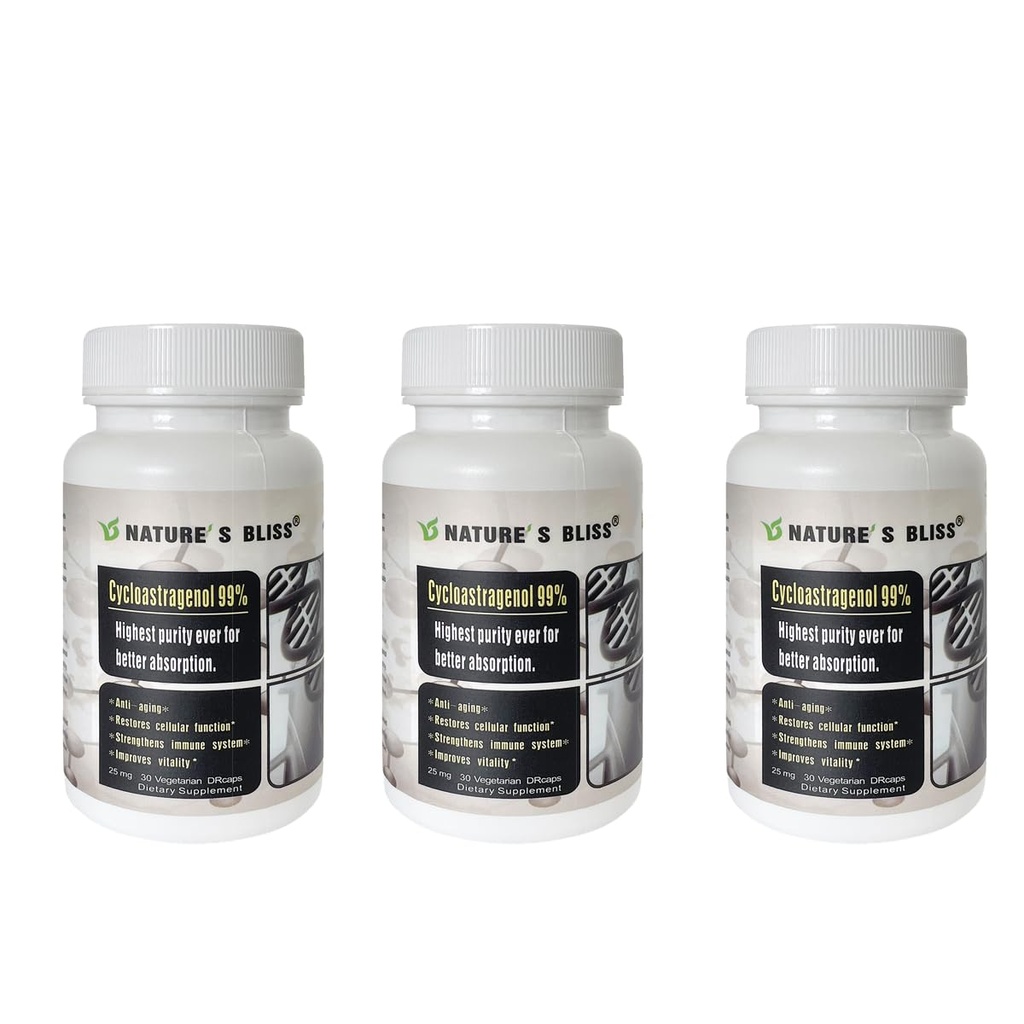 Príroda'sbliss Telomere Doplnky Cycloastragenol 25mg 99%, Astragalus Root Extract, Anti Aging Supplement, Made in USA, Imunity Boost, Žalúdočné kyseliny Chránené, Super Absorpcia, 90 Kapsule