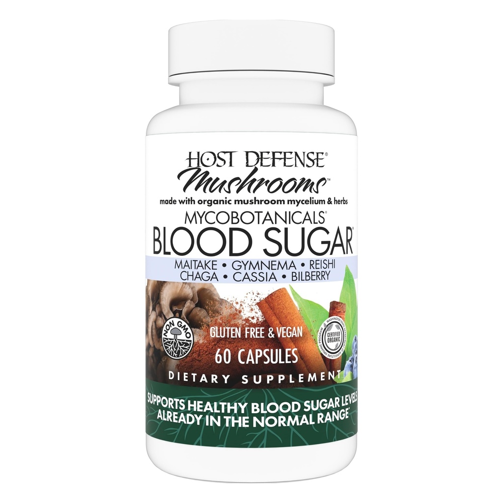 Host Defense MycoBotanics Kapsule - Bylinný doplnok s Chaga, Reishi & Maitake Huby - Huby Mushrom Mycelium Supplement for Healthy Balance - 60 Kapsule (30 Servings)