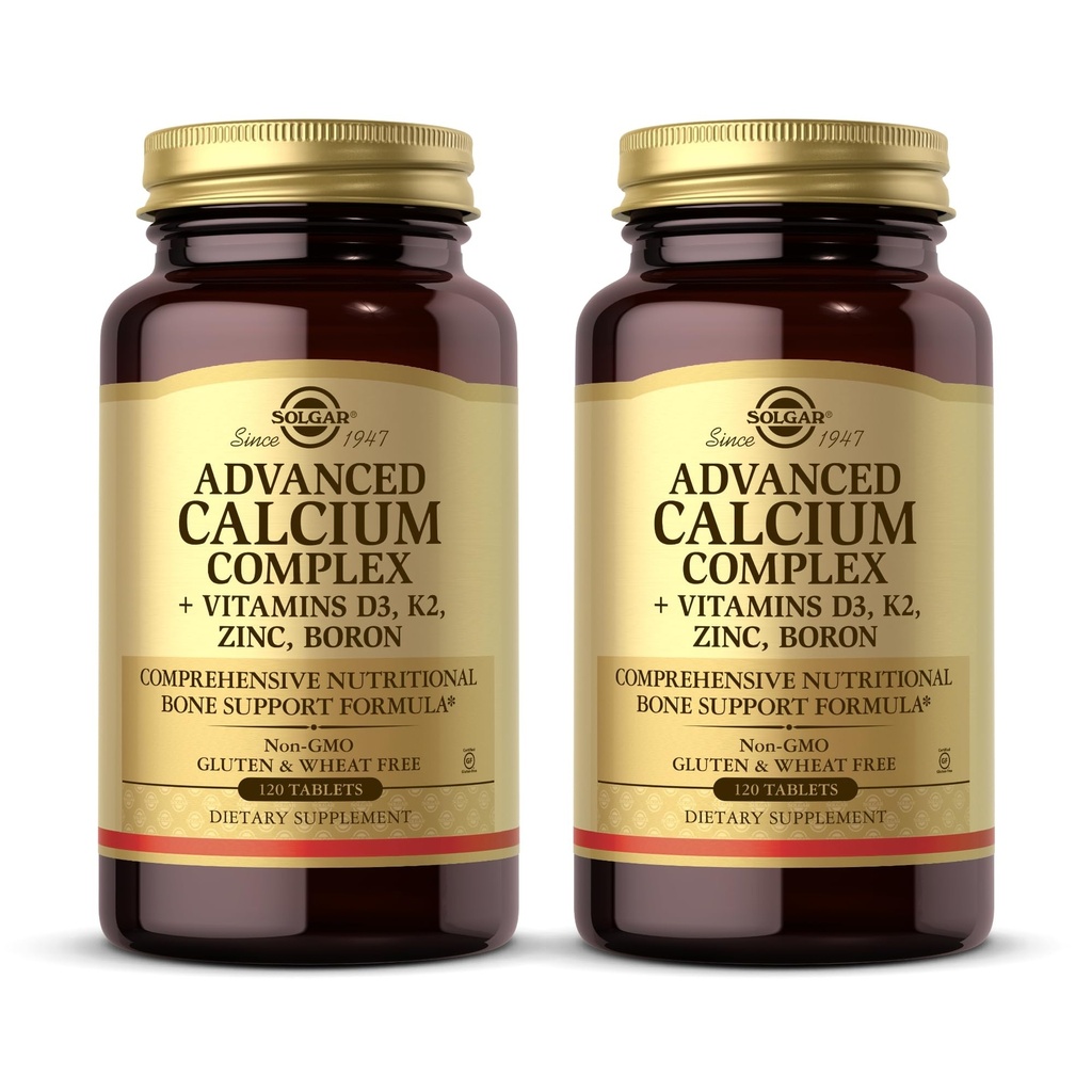 Solgar Advanced Calcium Complex - 120 tabliet, balenie 2 - so zinkom, bórom, vitamínmi D3 a K2 - non-GMO, bez lepku, bez mlieka - 60 Celkové služby