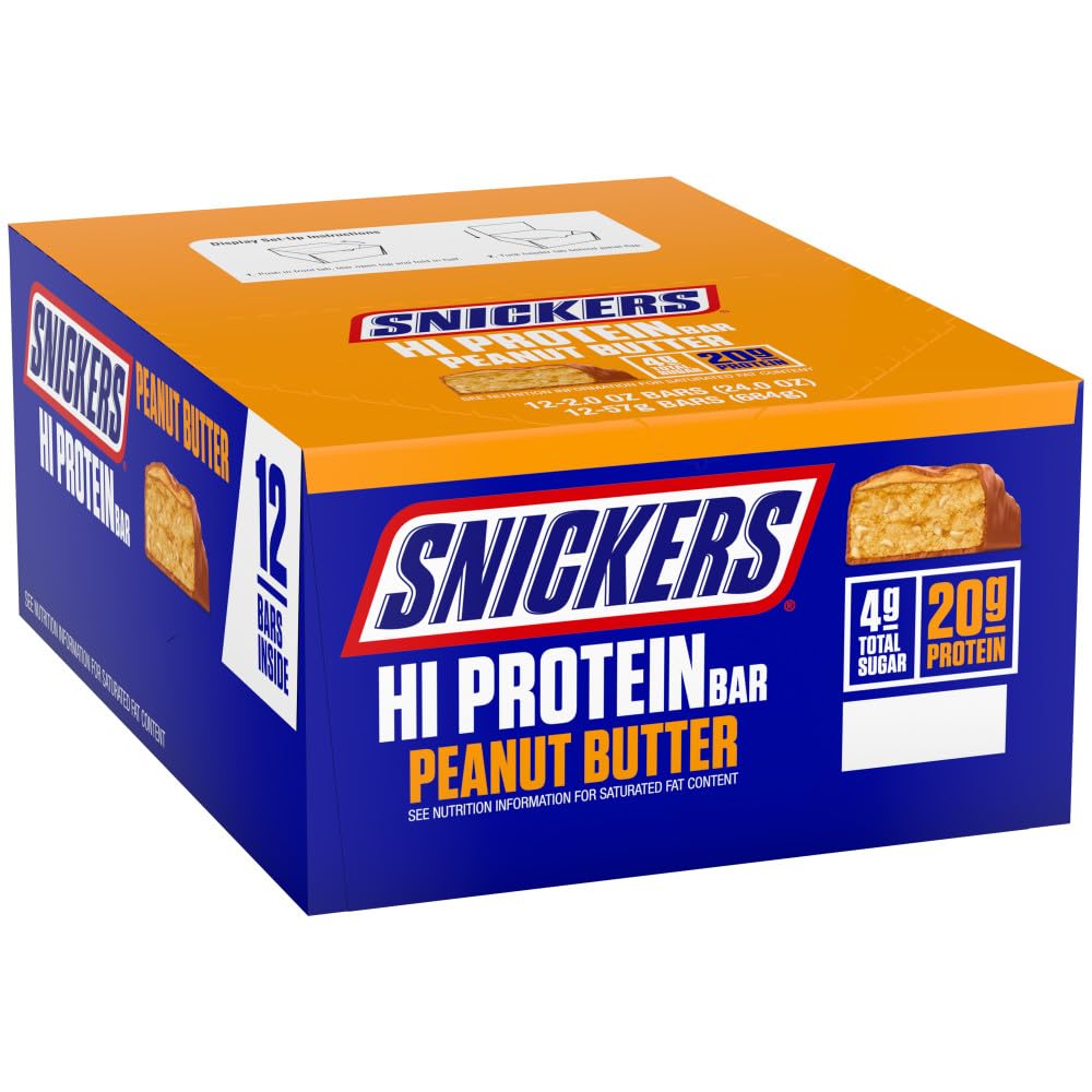 SNICKERS Hi Protein Bar - Arašidové maslo a karamel, 2,0 oz, Balenie 12, vysoký proteín, zdravé pre dospelých