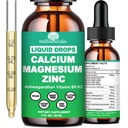 Vápnik Magnézium Zinok Tekuté kvapky s vitamínom D3 K2, vysoká potencia vápnika horčík doplnok w/Magnezium komplex, Zinok, Teaníne