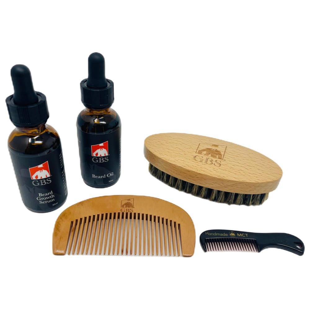 G.B.S Všetky prírodné bradavice grooming Set - zahŕňa drevené bradavice Comb, cestovanie brada štetec, a fúzy Comb - ideálne pre akékoľvek vlasy textúra