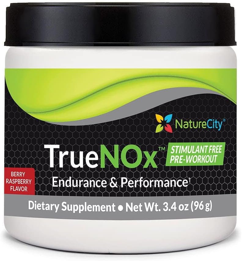NatureCity True-NOx Nitric Oxide Doplnky pre mužov a ženy - Pre-Workout Booster prášok ft. Nitrosogine L-Arginín, Peak ATP, & Cvikla Powder Nitric Oxide Powder - Gluten Free, Keto, Non GMO