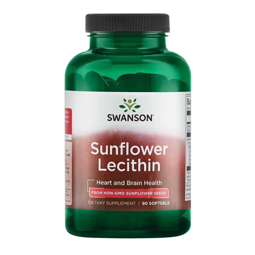 Swanson Slnečnica Lecithin - Bylinné doplnky podporujúce zdravý mozog funkcie - Prírodná formula podporujúce zdravie srdca a zdravé lipidovej bilancie - (90 Softgels, 1200mg každý)