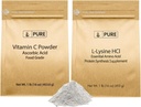 PURE ORIGENAL INGREDIENTS L-lyzín HCI a Vitamn C Powder Bundle, 1 LB Each, non-GMO, Gluten Free, Dietary Supplements
