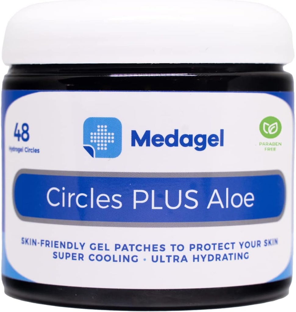 Kruhy Plus Aloe, bezparénové hydrogélové tampóny, prevencia pľuzgierov, okamžité chladenie a upokojujúca úľava pri bolestiach pri ošetrovaní, pľuzgiere, malé popáleniny a šafing, 48 kruhových pads