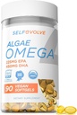 Algae Omega 3 1 500mg - Vegan Doplnok s patentovaným životom Omega 3 - Vysoká dávka EPA a DHA - Lepšie ako rybí olej - podporuje srdce, mozog, Spoločné zdravie - 90 Vegan Softgels