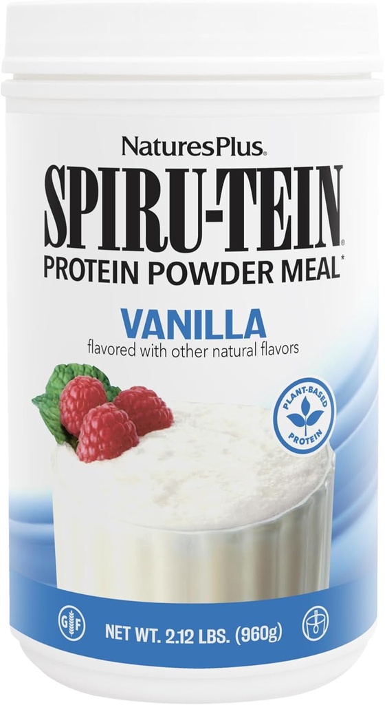 NaturesPlus SPIRU-TEIN, Vanilla - 2,12 lbs, balenie 3 - Spirulina Protein Powder - Vitamíny a minerály pre energiu - Vegetarián, bezlepkové - 96 Celkové služby
