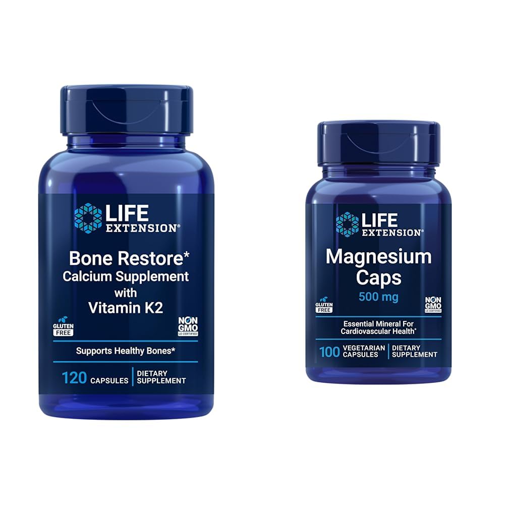 Extension Bone Restore + Vitamín K2 Vitamíny a minerály Udržujte zdravie a silu kostí a horčíka Caps, 500 mg, oxid horečnatý, dusičnan, sukcinát, zdravie srdca, zdravé kosti