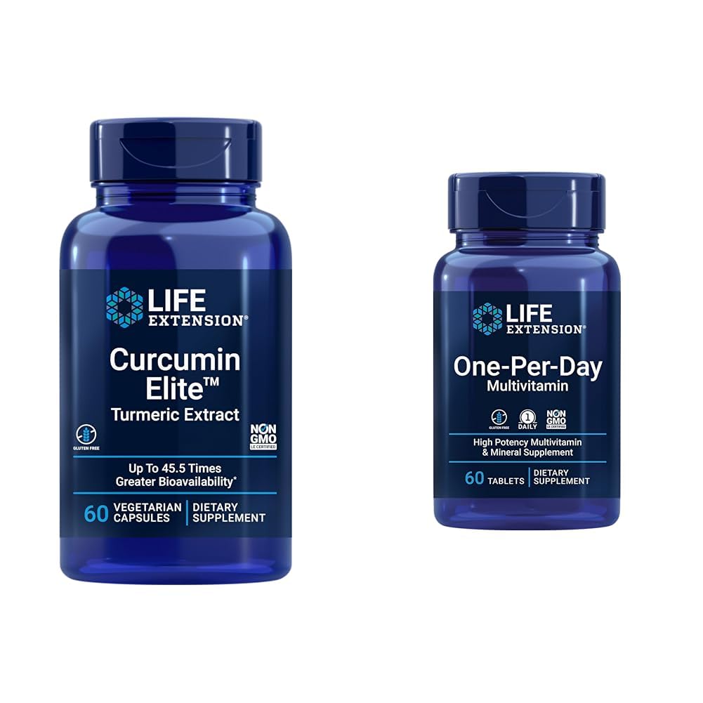 Life Extension Curcumin Elite Turmeric Extract, Podporuje zdravú zápalovú reakciu & One-Per-Day Multivitamín 