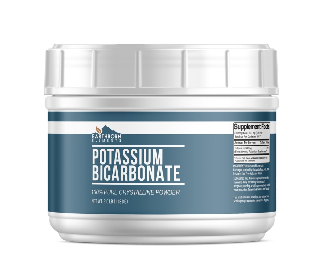 Pozemné prvky bikarbonát draselný (2, 5 lb), bezmäsitý tub, čistý a nezriedený