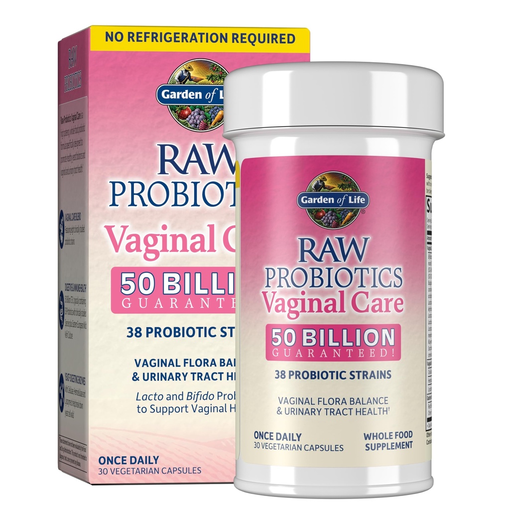 Záhrada života Raw Probiotiká Vaginálna starostlivosť - 50 miliárd CFU - 38 Probiotické kmene - Podporuje Vaginálne a močové tract zdravie - Policajt Stable - 30 Vegetariánske kapsuly