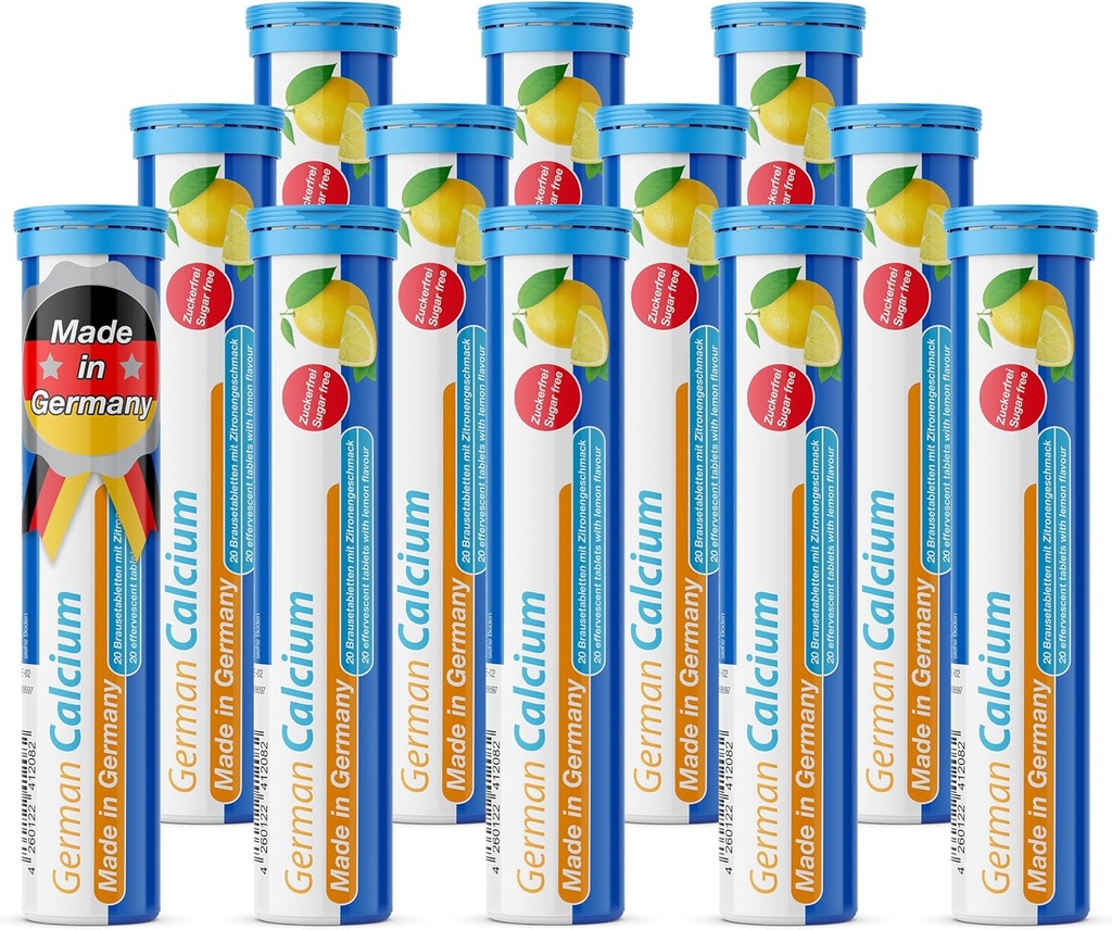 T&D German Calcium 500 mg - 240 Vegánskych nápojov Šumivé tablety - citrónová limetová aróma - vyrobené v Nemecku