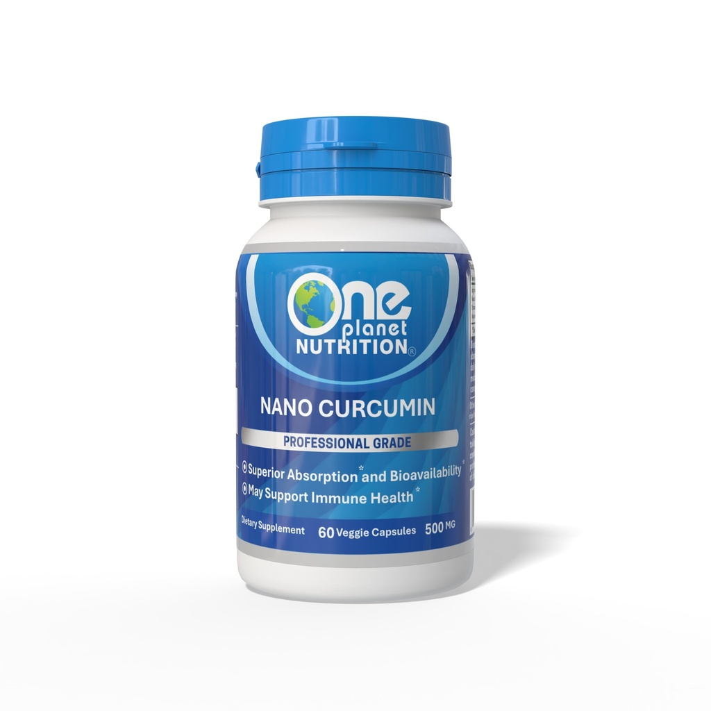 One Planet Nutrition Nano Curcumin 500 mg Veggie Capsules (60 Servings), Nano pre vysokú absorpciu, podporuje celkový wellness, non-GMO, Vegan, Gluten-free