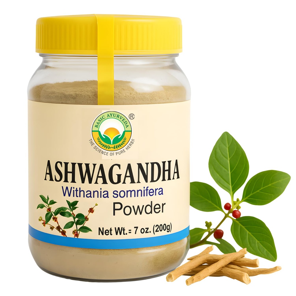 BASIC AYURVEDA Ashwagandha Root Powder Withania Somnifera Bylinný prášok pre smoothies, Tonics & Recepty 