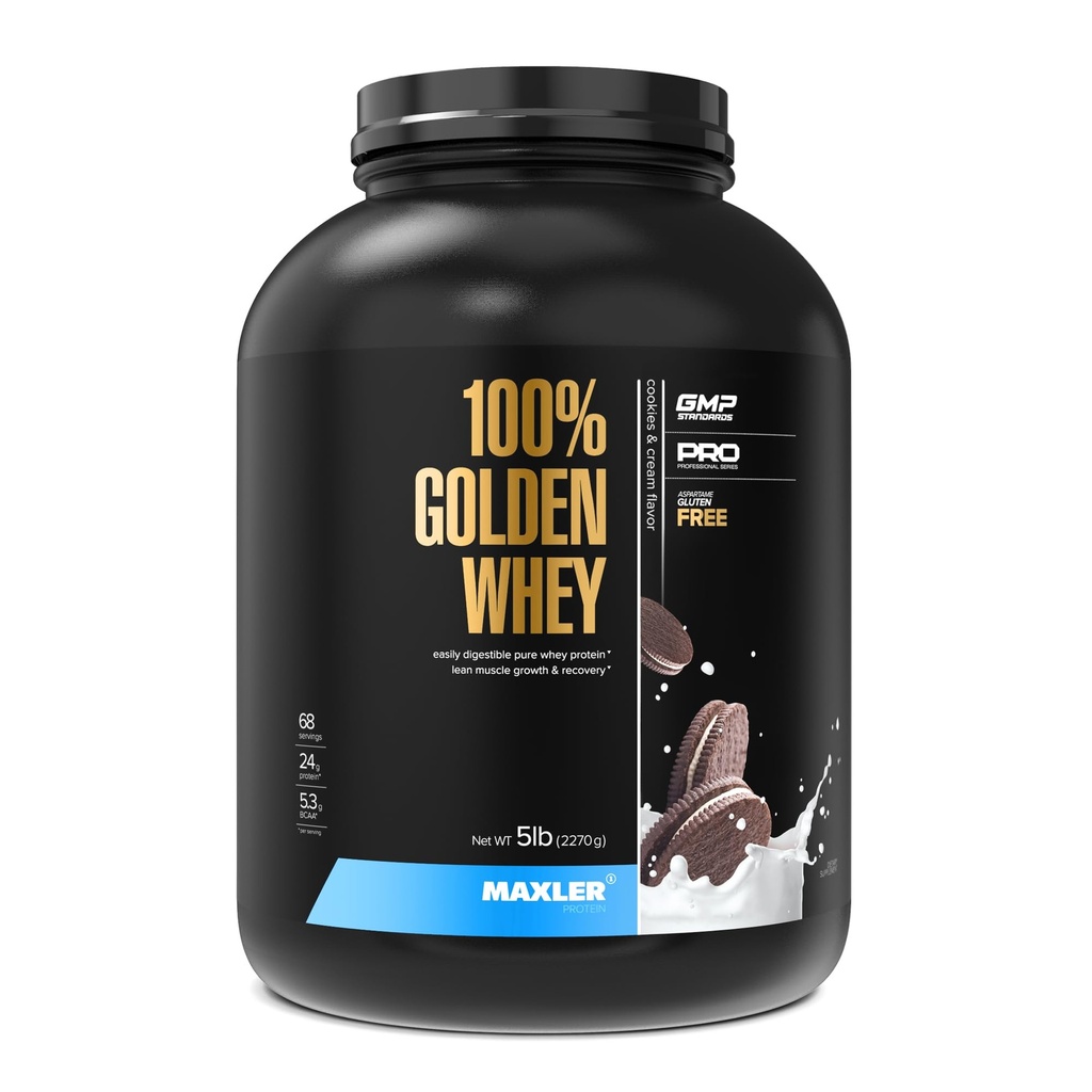 Maxler 100% Zlatá srsť Protein - 24 g proteínu na porciu - Premium Srvátka Proteín prášok pre pre post cvičenie - Fast-Absorbing Srvátka koncentrát, izolát a hydrolyzát zmes - Cookies & Cream 5 lb