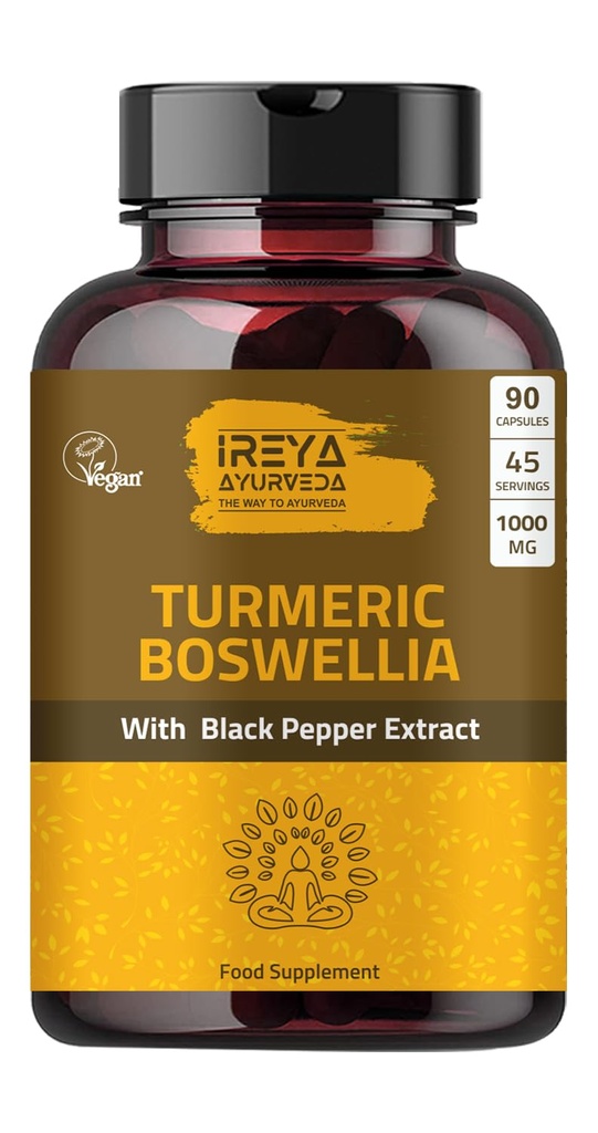 Boswellia extrakt kapsuly (90 kapsúl) 1000 mg - Boswellia Serrata s 95% extraktom z čiernej papriky a extraktom z kurkumínoidov a 65% extrakt z Boswellia