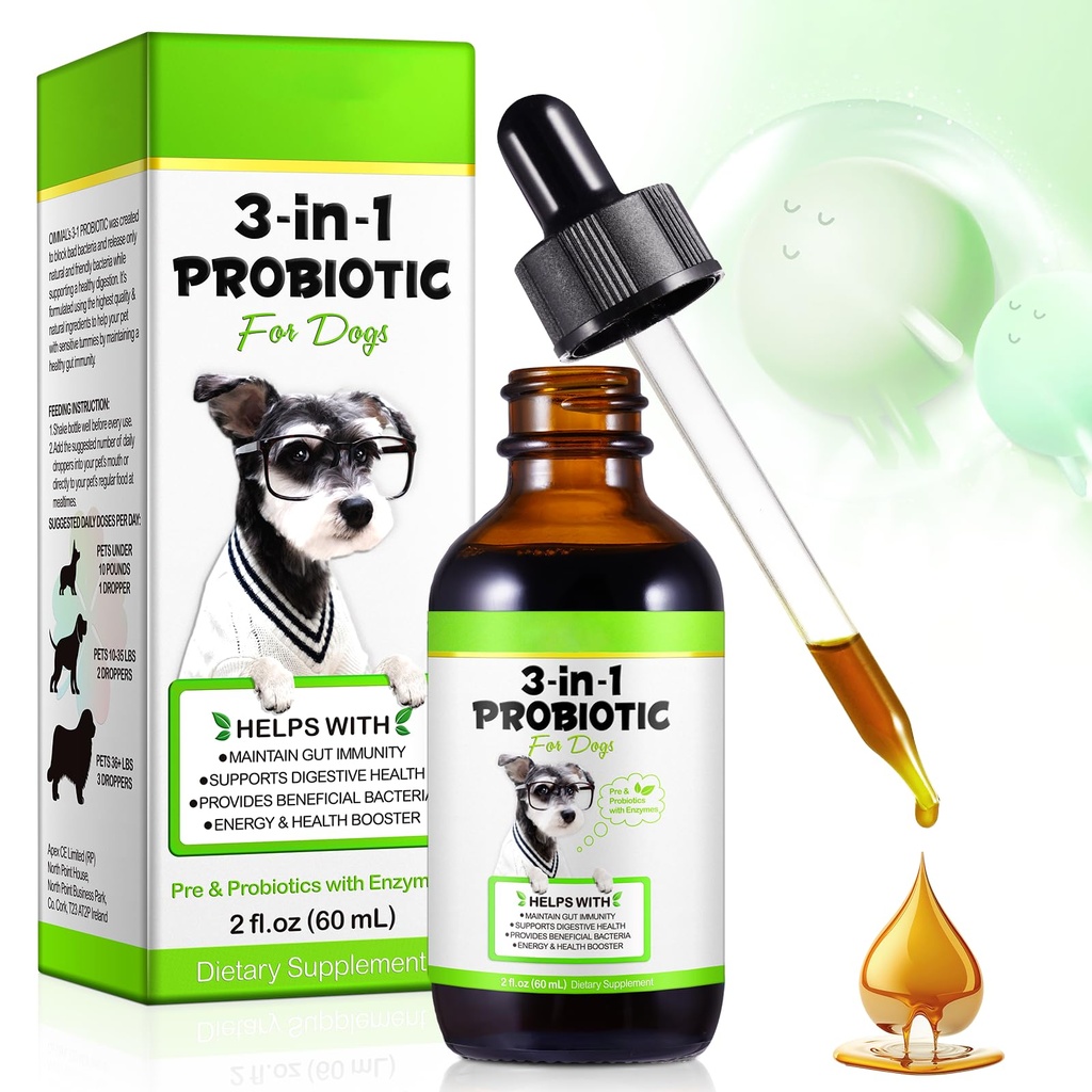 Probiotiká pre psy,3 v-1 Pes probiotiká, Dog probiotiká pre trávenie podporu, pes probiotické doplnky,Pet probiotiká pre psy, Tekuté probiotiká pre psy 2 Oz