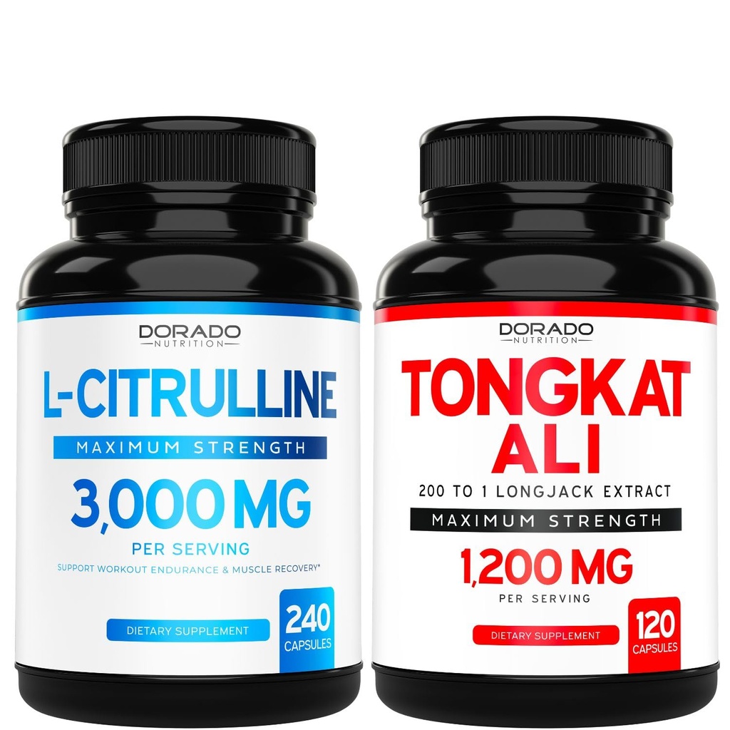 L Citrulín 3000mg Supplement (240 Count) L tabletky na Arginín a oxid dusnatý - Tongkat Ali Pre mužov 1200mg 200 to 1 Extract - (120 Count) Podpora Sila, Drive & Atletický výkon - Vegan & USA Made