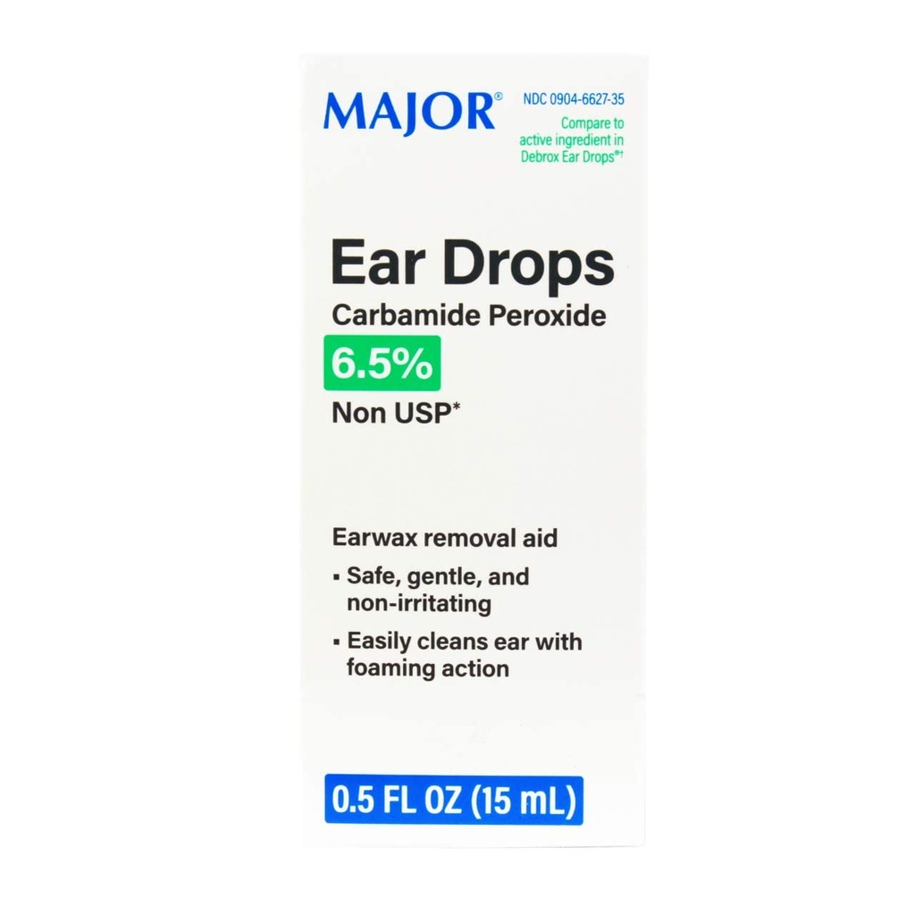 Major Pharmaceuticals 255984 Otic Ear Drop, v porovnaní s Debrox, 15 ml objem, Boxed