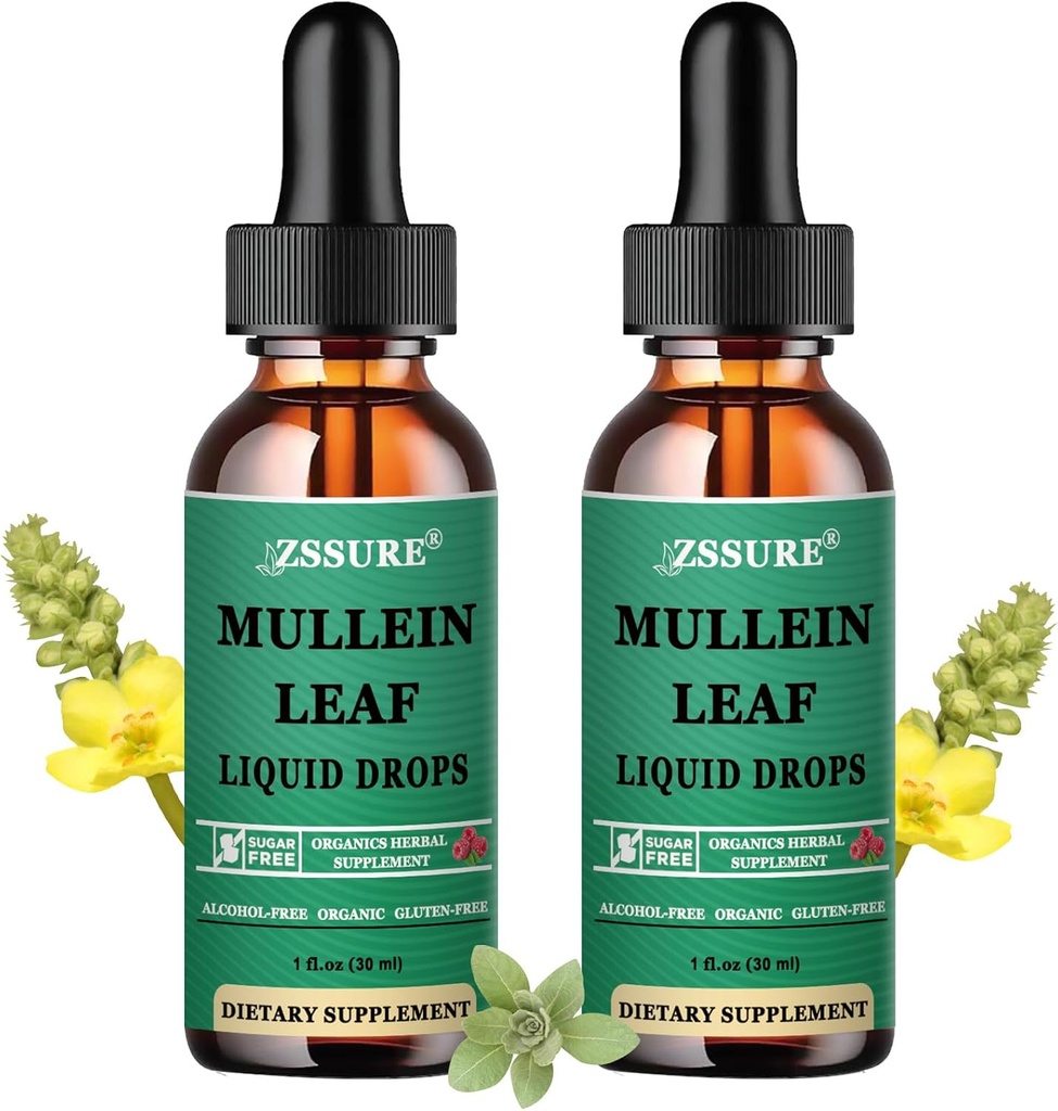 (2 balenia) Mullein kvapky na pľúca - Mullein Leaf Extract - Made in UK - Tinture Support Respiratory Health,Lung Detox,Bronchial Cleans -Liquid kvapky 5X silnejšie ako Mullein čaj,Pills