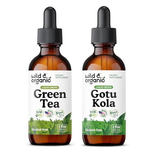 Divoká a organická zelená čaj Tinktúra 2 fl oz & Gotu Kola Tincture 2 fl oz