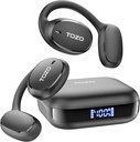 TOZO OpenEgo Open Earbuds Bluetooth slúchadlá, 80Hrs Playtime Wireless Earbuds with Earhooks, Digital Display, 32 EQ mods, Clear Call, Pohodlné oblečenie, Pot-Proof pre beh cvičenie Black