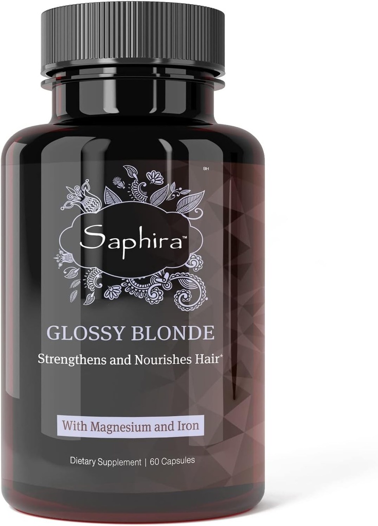 Saphira Lesklá blond vlasy Supplement and Vitamíny pre Blonde, Bielené a zvýraznené vlasy s horčíkom a železom, 60 kapsúl, 1 mesiac dodávky
