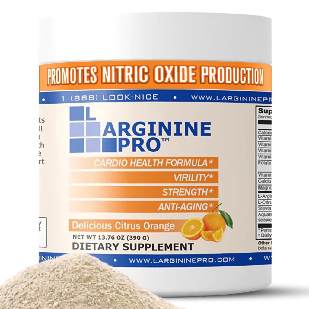 L-arginín PRO 5 500mg L-arginín Plus L- citrulín 1,100mg Pomarančový prášok Nápoj Mix Supplement for Incorporated Nitric Oxide Production