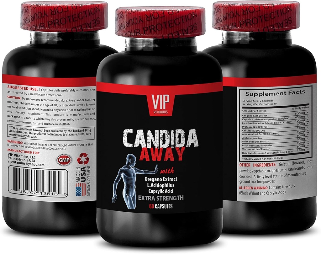 Imunitný systém Booster - CANDIDA Away EXTRA PEVNOSŤ FORMULA - DIGESTÍVNA POMOC - candida očistiť, candida podpora, candida prerast, candida doplnok, candida komplex, candida - 1 fľaša 60 Kapsule
