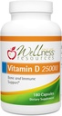 Wellness Resources Vitamín D - 2500 IU Vitamín D3 bez sóje (180 Veggie Capsules)