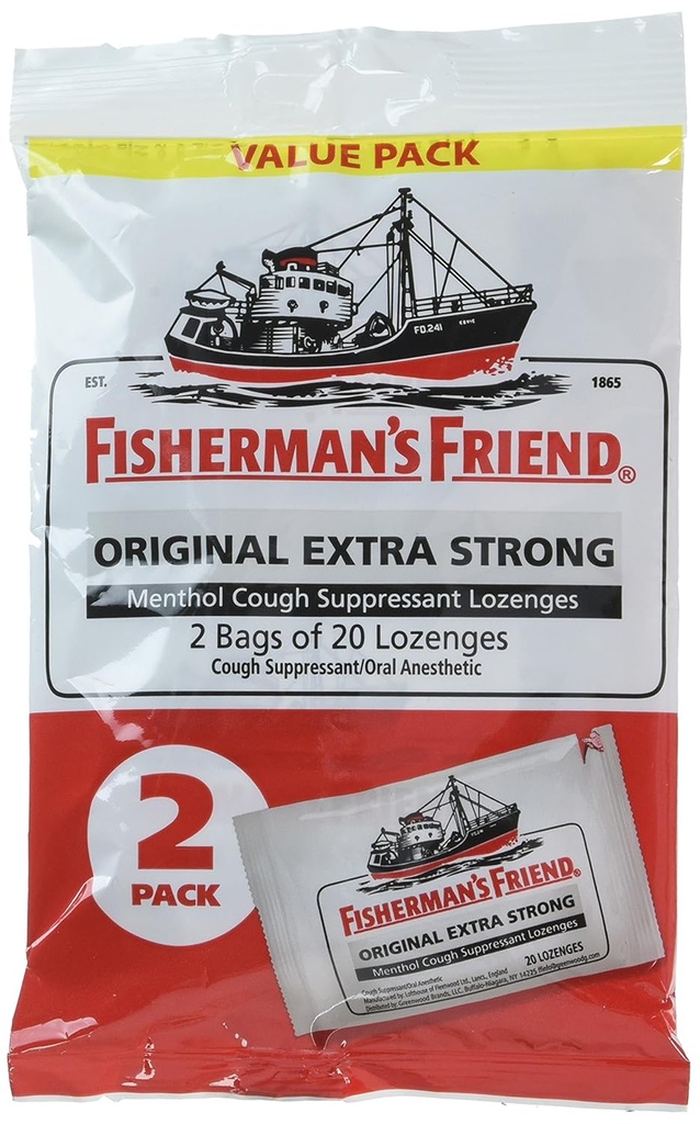 Priateľ Fishermana Originálny extra silný kašeľ Potláčač Lozenges, 20 grófov (Pack of 2)