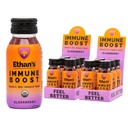 Ethan's Organic Immune Boost výstrely, bazová chuť. Cíť sa lepšie. Imunitná podpora, vyrobený s skutočným ovocím, vitamínom C, vitamínom D, reishi, zinok, bez pridaného cukru (12 balenie s 2oz Shots)