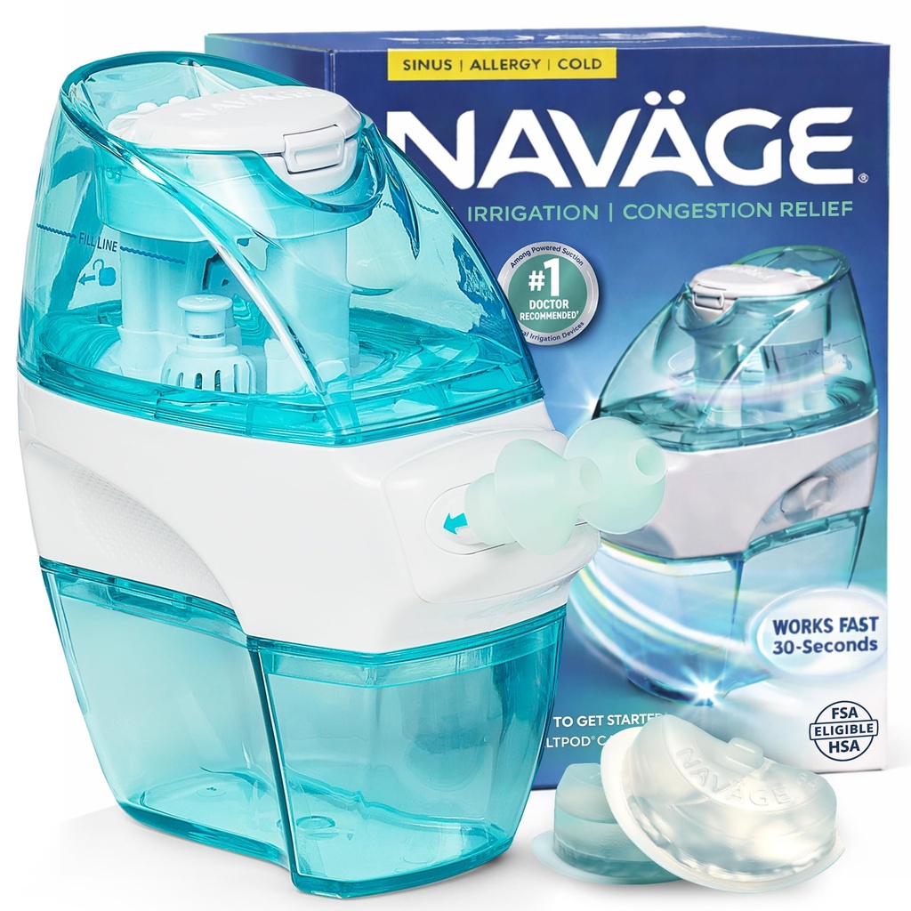 Štartovacia súprava na výplach - systém zavlažovania nosa - Saline Nasal Rinse Kit s 1 Čistič nosa na výplach a 30 soľných podpier