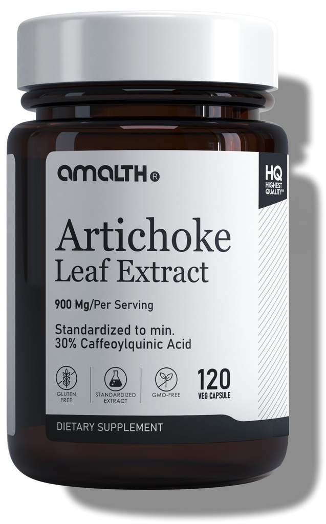 Amalth Artichoke Leaf Extract 120 Veg Kapsule -20% Kyselina kofeínová Štandardizovaný extrakt - podporuje pečeň a trávenie Non-GMO Gluten Free