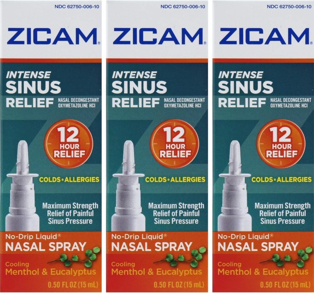 Zicam Intense Sinus Relief, Cooling Menthol & Eucalyptus Pump 0,5 fl oz (množstvo 3)