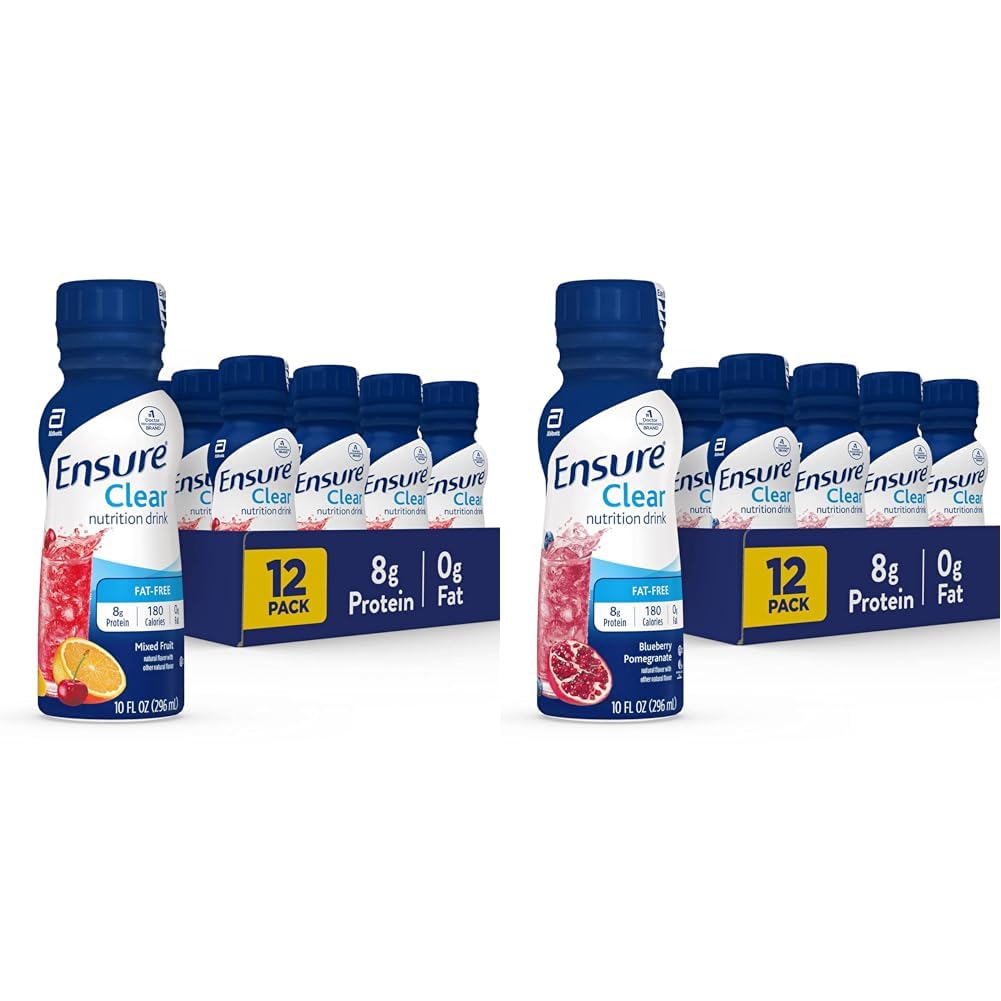 Uistite sa, Clear Nutrition Drink, 0g tuku, 8g proteínu, zmiešané ovocie a čučoriedky granátové jablko chuťou, 10 Fl Oz, balenie 12