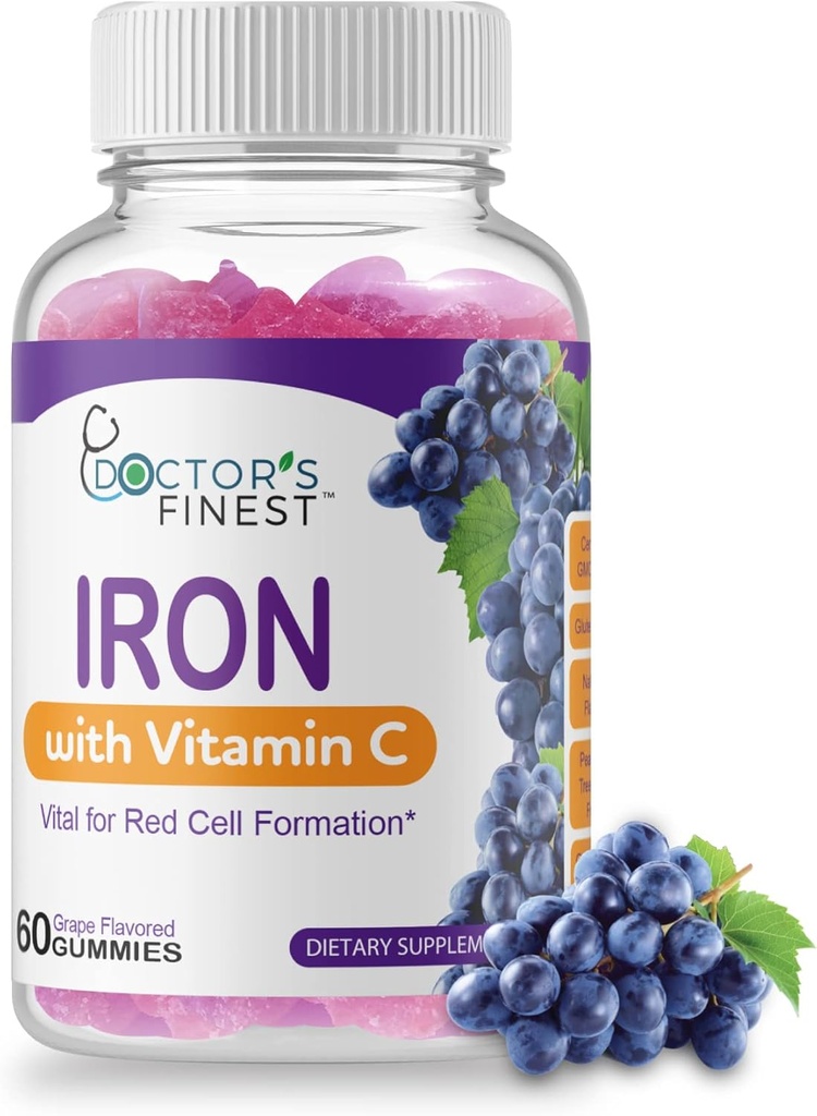 Lekári objednávajú železo 10mg vitamín C Gumies, vegetariánske GMO bez lepku, veľké ochutnávky prírodné hroznová chuť Gummy vitamíny, diétne doplnky, červených krviniek formácie, pre dospelých a deti, 60 Gummy