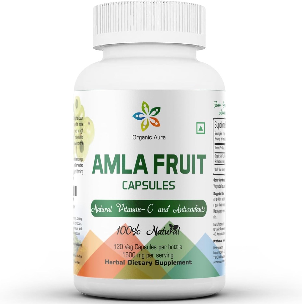 Amla kapsuly 1500 mg - 120 Veg kapsúl. Surové a čisté prírodné vitamíny C, prirodzene zvyšuje odolnosť, žiara kože, energia a bohaté antioxidanty. Celá zelená superpotravinárska výživa. Bez GMO.