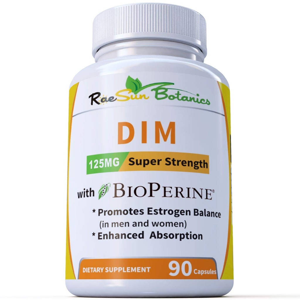 DIM doplnok 125mg - DIM diindolylmetán Plus BioPerine 90-Deň dodávky DIM pre Estrogen Balance, Hormone Menopauza Balance, Akné podpora, vlasy koža a nechty