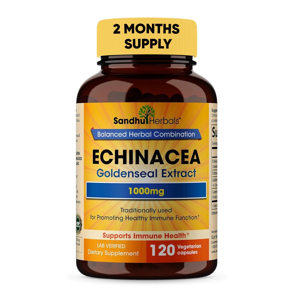 SANDHUHERBALS Sandhu Herbals Echinacea Goldenseal 1000 Mg 120 Kapsule 
