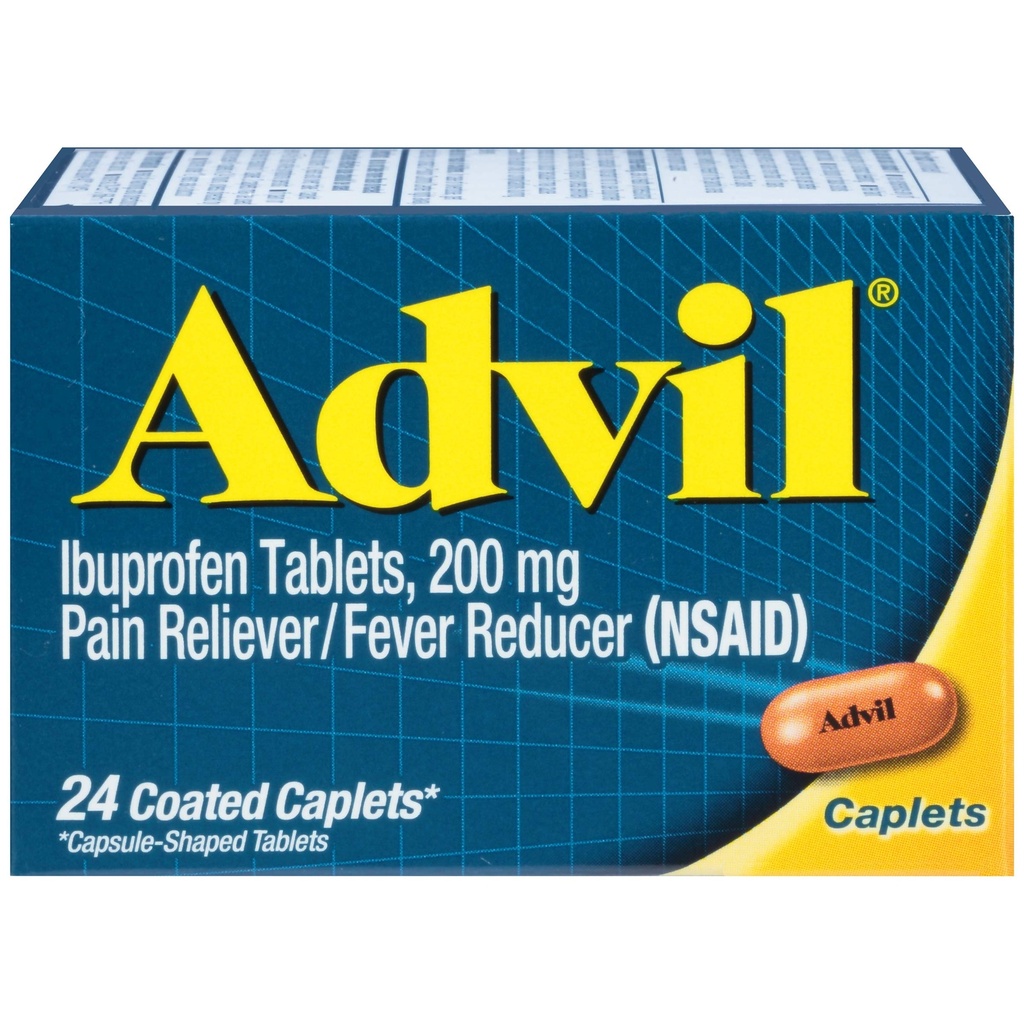 Advil obalené kaplety bolesť Reliever a horúčka Redukcia Ibuprofen 200 mg, 24 Počet