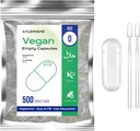 Empty Vegan Capsules Size 0, 500-Count DIY Vegetable Capsules for Filling | Includes 2 Micro Lab Spoons
