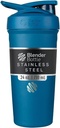 BlenderBottle Strada Shaker Cup Izolované nerezové fľaše vody s Whisk, 24-Ounce, Blue