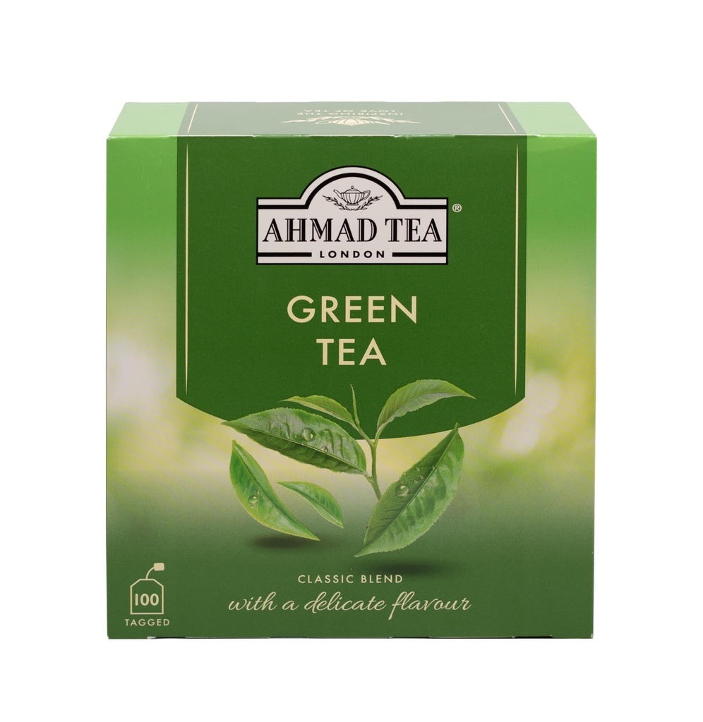 Ahmad Tea Green Tea, Green Teabags 100 ct - Kofeínovaný a bez cukru
