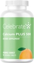Oslavujte vitamíny Vápnik Plus 500 Bariatrický Vápnik Citrát s vitamínom D3 Žuvateľný, 500 mg, bezlepok a bez cukru, Citrát vápenatý pre bariatrických pacientov, Orange Burst, 90 počet