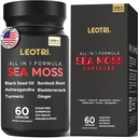 Organické Irish Sea Moss Kapsule: Sea Moss 10500mg Black Seed Oil 6000mg Turmerica 3000mg Ashwagandha 3000mg Bladderwrack 3000mg Burdock Root 3000mg Ginger for Skin Gut Health Superfood 60 Kapsule