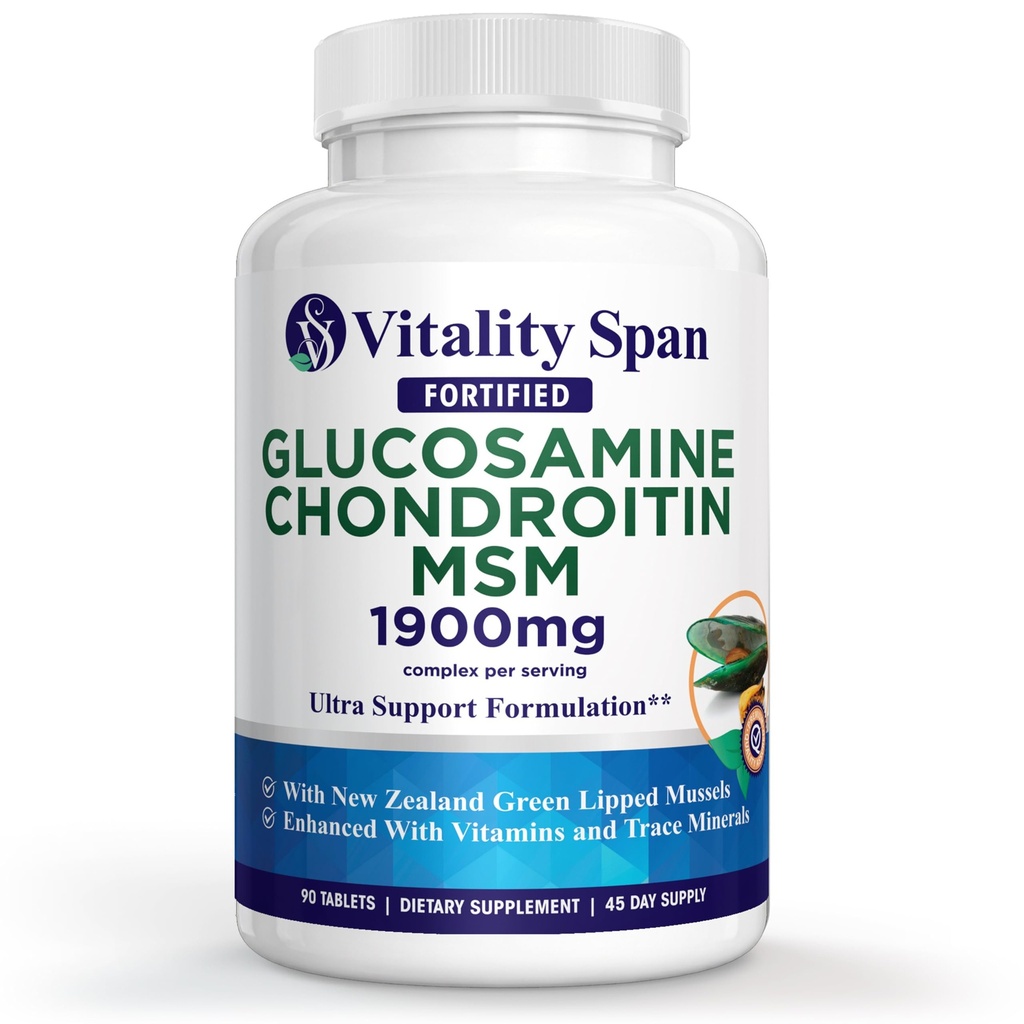 Glukozamín Chondroitin Advanced Joint Support Tripple Strength with Zinok a meď, Joint Supplement for Men and Women for Cartilage and Joint Health, Made in USA, 90 Veg Tablets