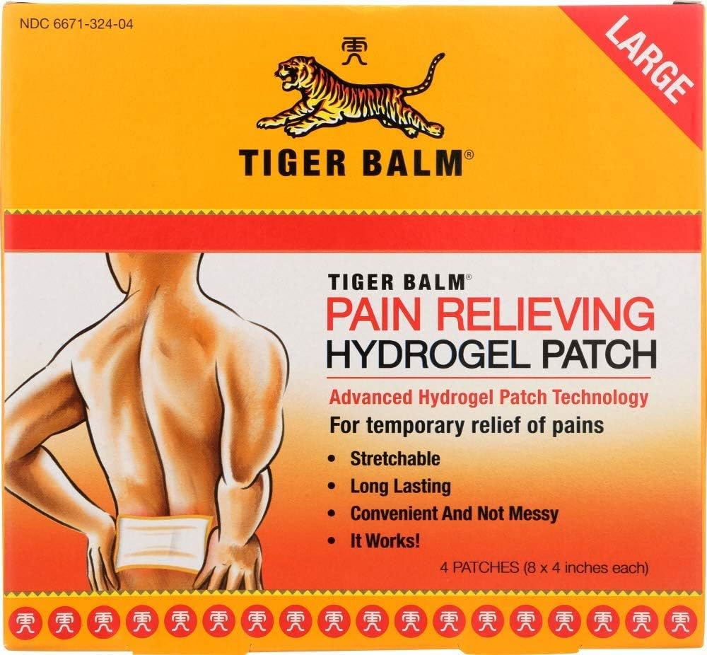 Tiger Balm Pain Reliefing Large Patch, 4" x 8 ", 4 / pack Reliefing Pain Patch 
