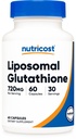 Nutricost Lipozomálne Glutatión Supplement 60 Kapsule, 720 mg Per Serving - Vegan, bez GMO, 30 Servings